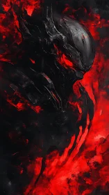 Infernal warlord blooms from molten red shadows