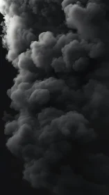 Billowing dark smoke clouds roll upward through deep shadow