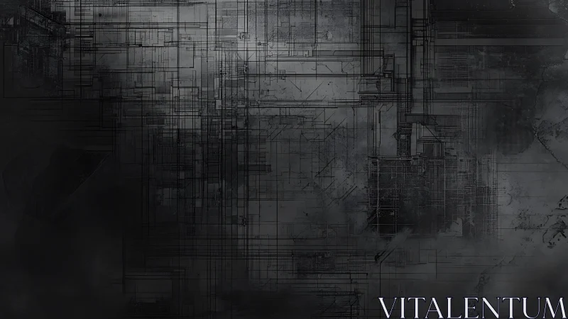 Dark Futuristic Circuit Board Abstract Digital Art Background.