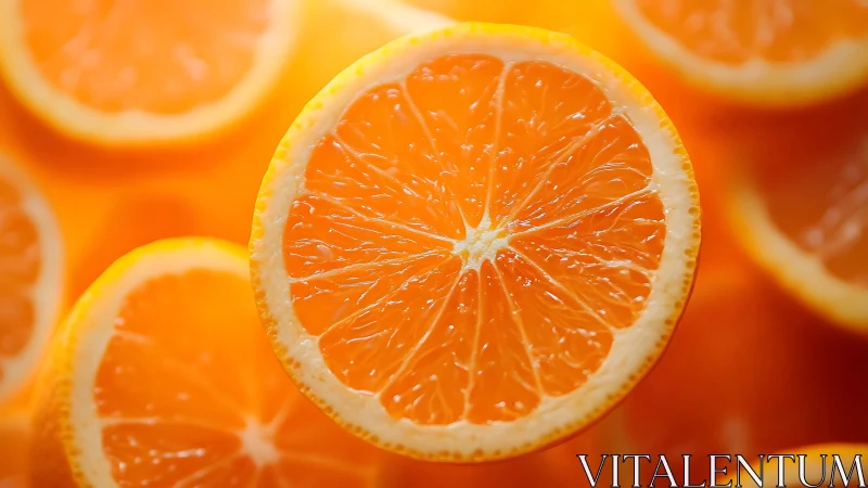 Citrus slice macro with glowing translucent pulp detail.