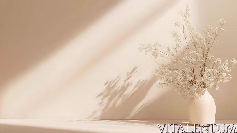 Sunlit baby’s breath dancing in a porcelain hush of beige.