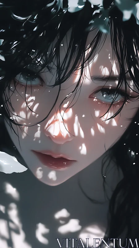 Soft dappled light over a quietly mesmerized gaze.