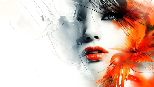 Dreamy portrait glowing with bold orange petals and light.