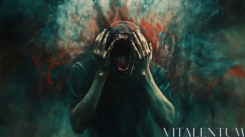 Haunting figure releases a raw inner scream in dark colors