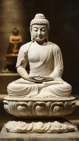 Quiet marble Buddha invites a moment of calm reflection