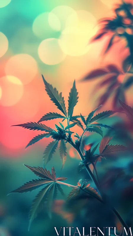 Neon twilight leaves basking in dreamy chromatic haze.