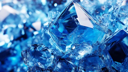 Close-up composition of angular blue crystalline structures.