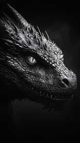 Midnight dragon gaze carved in steel-black shadowed scales.