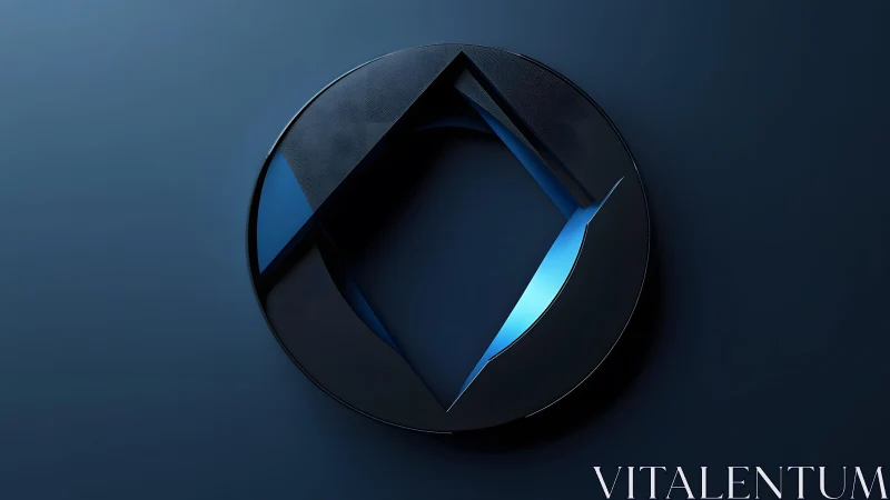 Modern abstract 3D geometric logo with blue and black tones.