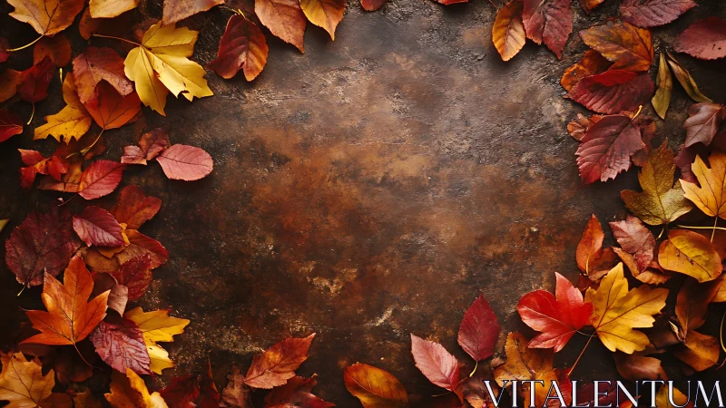 Warm autumn leaves framing a cozy rustic backdrop.