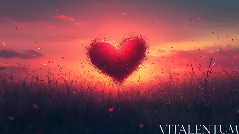 Glowing Heart Rises Above Twilight Meadow