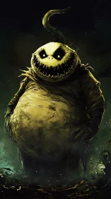 Grotesque burlap monster rendered in high-contrast digital chiaroscuro