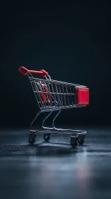 Miniature chrome trolley quietly rehearses supermarket dreams