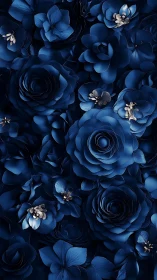Midnight Blue Florals: Rose and Hydrangea Composition.