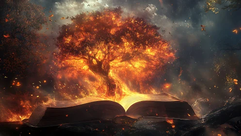 Inferno Tree: Ancient Knowledge Consumed by Apocalyptic Flames.