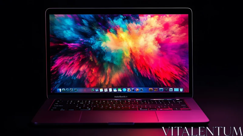 Laptop glow and color burst inviting digital daydreams.
