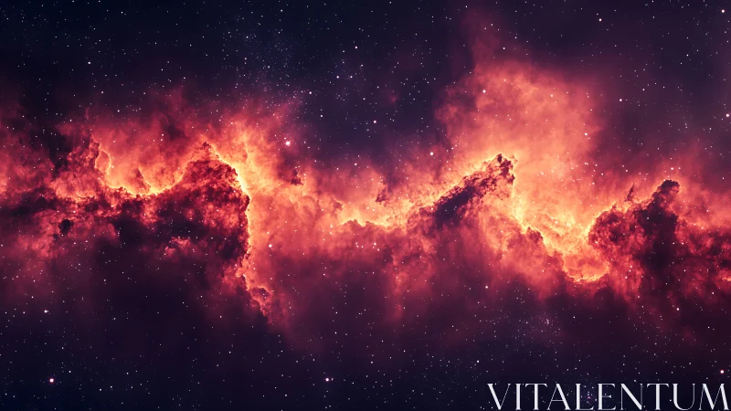 Fiery cosmic nebula glows against a deep star-filled void