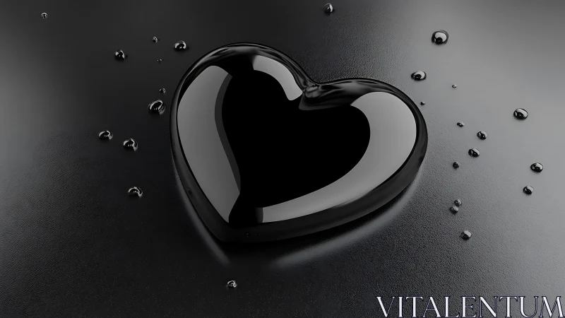 Glass Heart with Dispersing Droplets on Textured Surface.