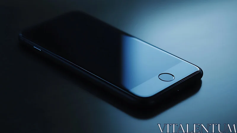 Smartphone Catches Light Against Moody Blue Canvas