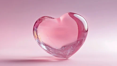 Crystalline Heart Suspended in Luminous Pink Tranquility.