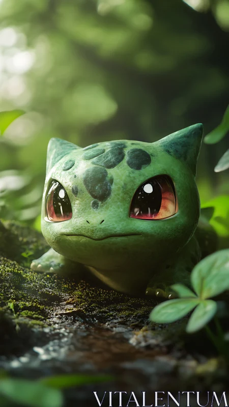 Gentle forest Bulbasaur resting in soft morning light.