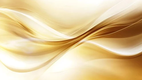 Elegant golden abstract waves with soft flowing lines, digital art.