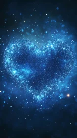 Luminescent Heart Form Composed of Particle Elements.