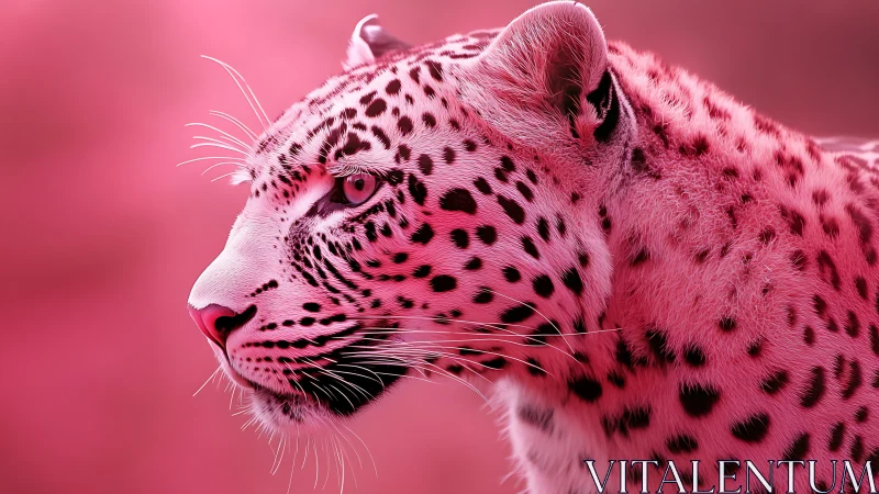 Pink Leopard Profile Study Against Graduated Background