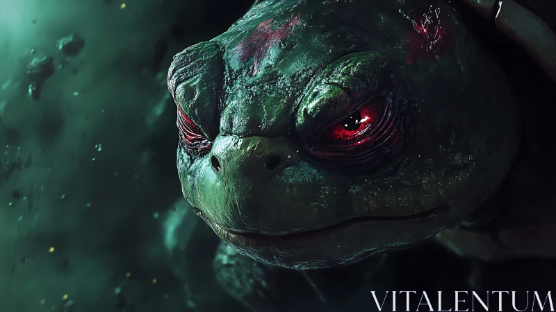 Cosmic war-tortoise drifts through nebulae with burning eyes