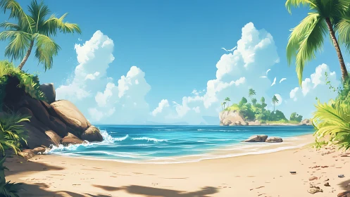 Tropical Beach Landscape: Compositional Study in Coastal Serenity.