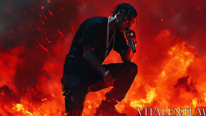 Fiery Performer Commanding the Stage with Raw Energy