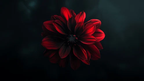 Luminescent Dahlia Specimen Against Darkened Background.