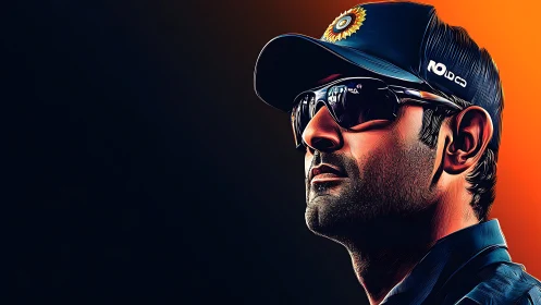 Coolly confident cricketer portrait glowing with pride.