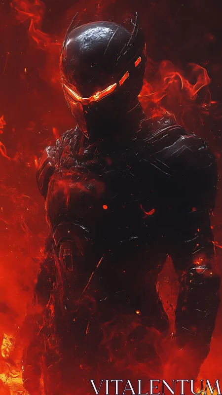 Ember-Helmed Sentinel Rises From a Furnace of Midnight Fire.