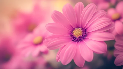 Pink Gerbera Daisy Blooms in Luminous Reverie.