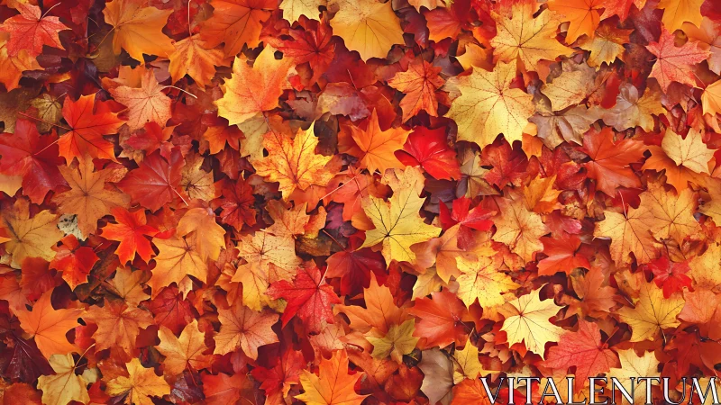 Colorful maple leaves cover ground in dense autumn layer