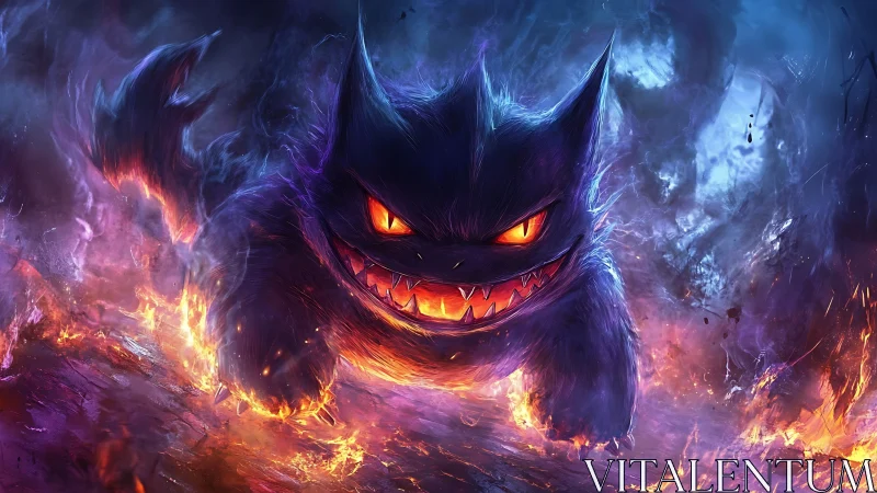 Digital painting of infernal phantom creature in motion stormscape.