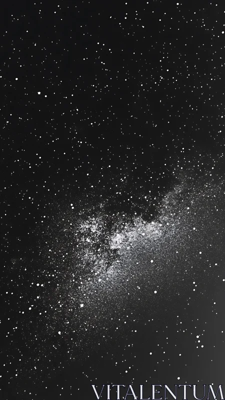 Star-salted midnight sky swirling in silent cosmic hush.