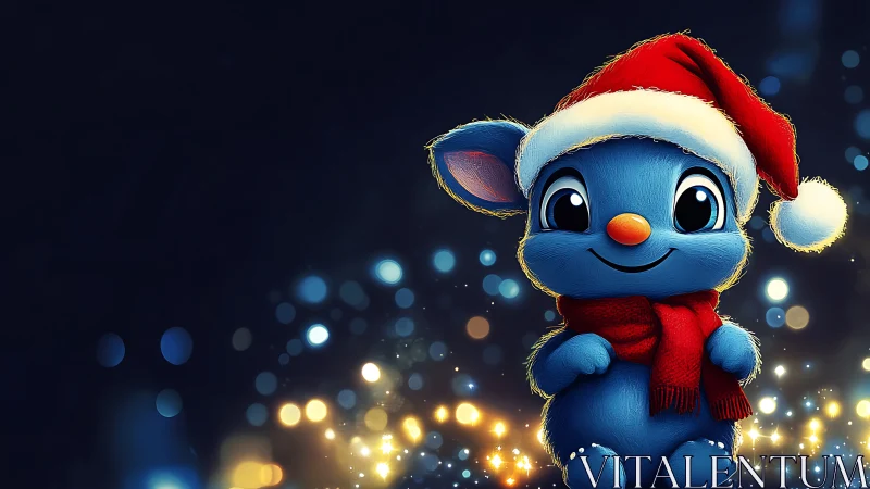 Festive blue critter shares a cozy holiday greeting tonight