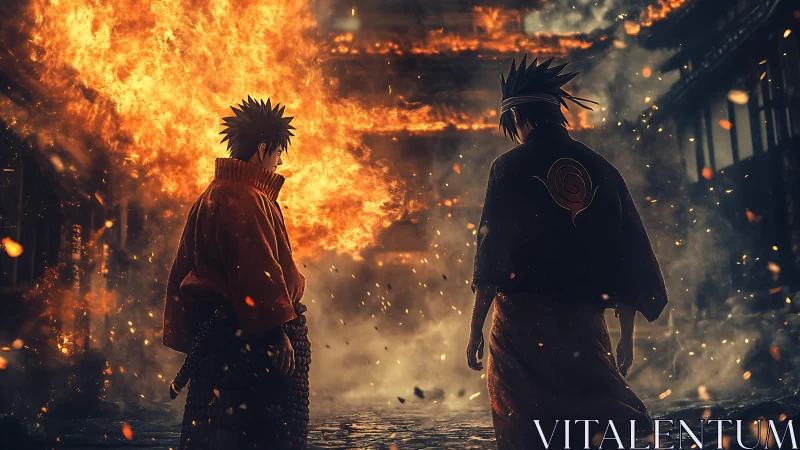 Fiery Anime Rivals Facing Off in a Storm of Sparks.