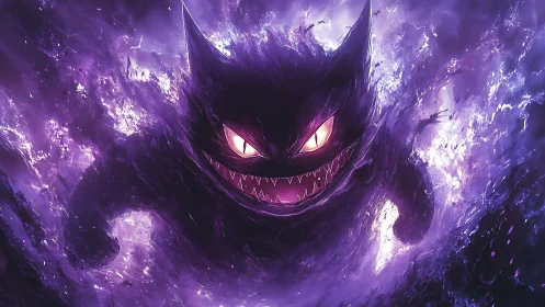 Violet ghost creature emerging from swirling spectral storm.