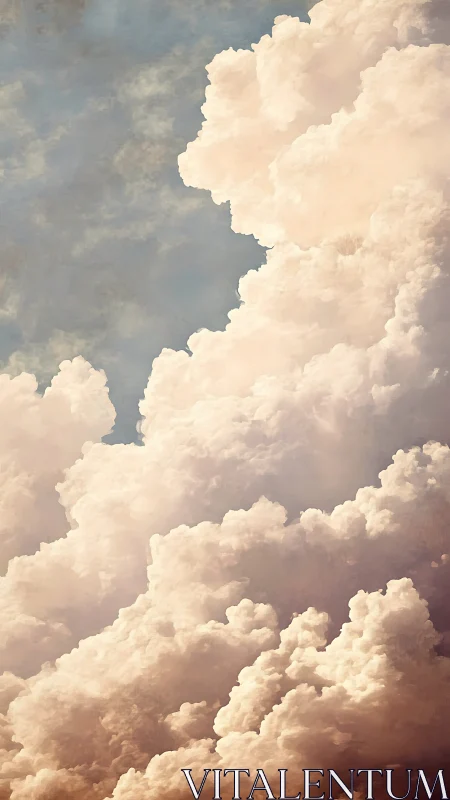 Vertical stratocumulus cloud wall with warm volumetric lighting gradients