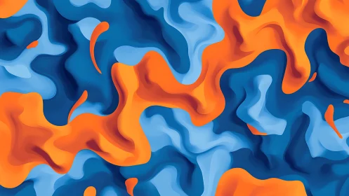 Playful orange waves drifting across calming blue seas.