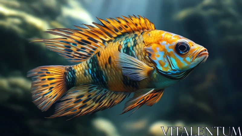 Vibrant tropical fish glides through a softly lit reef world
