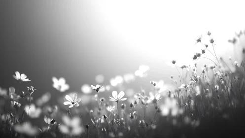 Wildflower Field. Monochrome Depth Study.