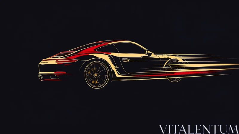 Kinetic line-rendered sports coupe with luminous motion trails.