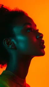 Neon-lit profile carves a future silhouette in molten color