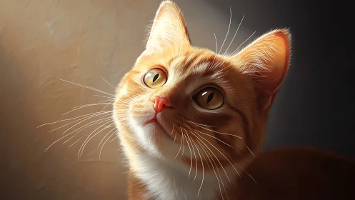 Digital painting of orange tabby cat with golden eyes