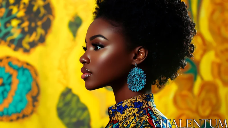 Profile portrait uniting vibrant textiles and sculptural light