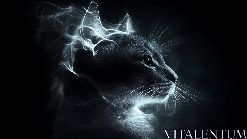 Feline Portrait with Luminous Outline Rendering